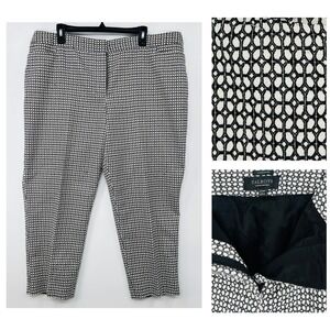 Talbots Hampshire Pants Women 20WP Black White Geometric Stretch Ankle Trousers
